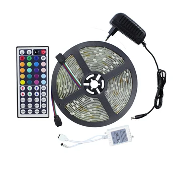 

5050 RGB Led Strip light IP65 Waterproof 5M 150 LEDs/Roll RGB tape ribbon+44 keys IR Remote controller+DC12V 2A Power Adapter