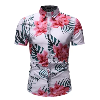 

New Arrival Mens Hawaiian Shirt 2019Male Casual Camisa Masculina Printed 24 Colors Beach Shirts Short Sleeve Brand Clothing 3XL