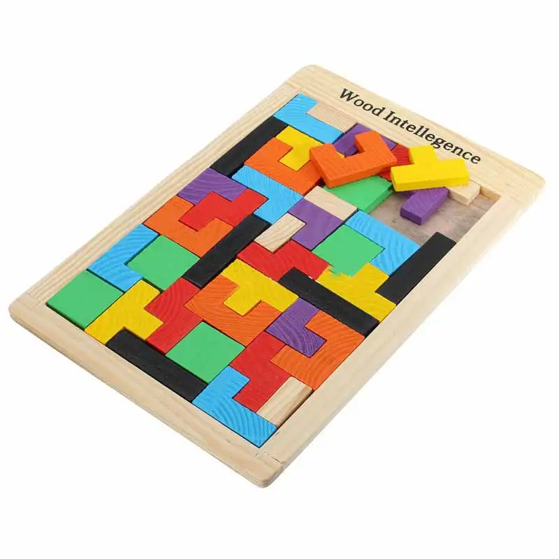 Детские деревянные пазлы игрушки красочные Tangram головоломки для мозга