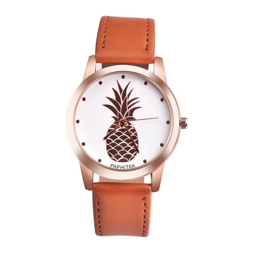 Relogio женские часы Топ бренд ананас женские часы кожаный ремешок Кварцевые женские наручные часы студенческий Montre Bayan Kol Saati* A