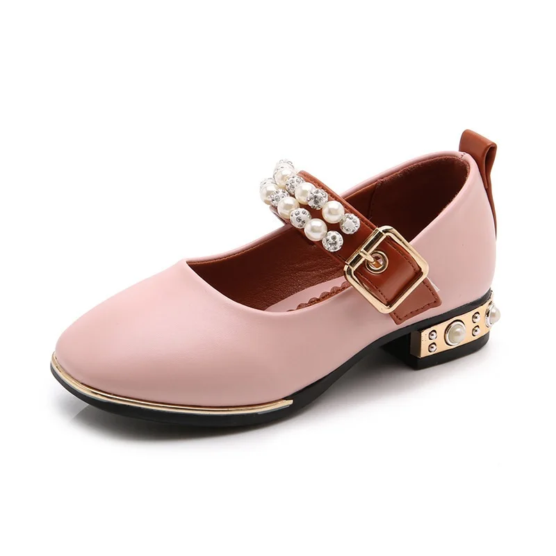 

Kids Party Wedding Princess Leather Shoes Cute Girls Pearl Decorate Slip-On Shoes Girls Bow Dress Single Shoes AA11337