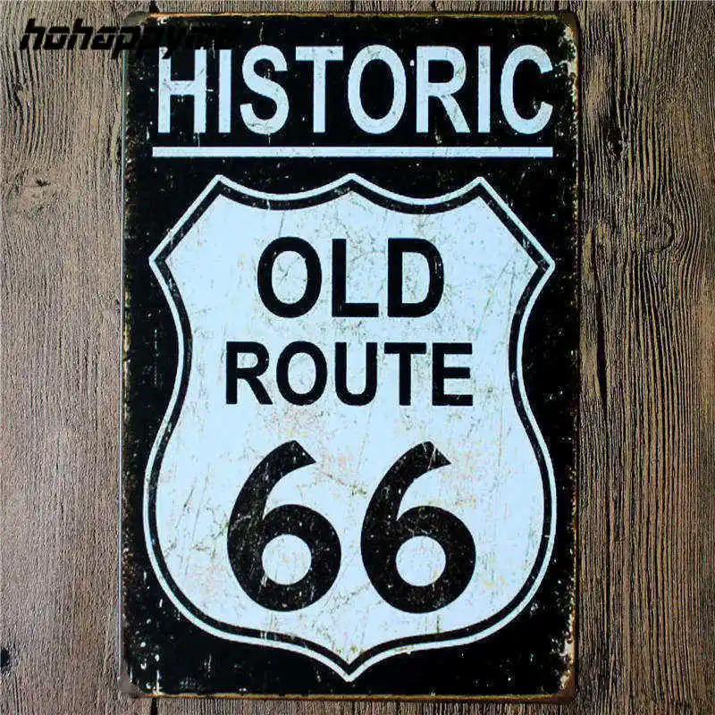  Poster Route 66 Decor Metal Sign Decoration Tin Plates Retro Metal Signs Wall Art Plaque Vintage Pu