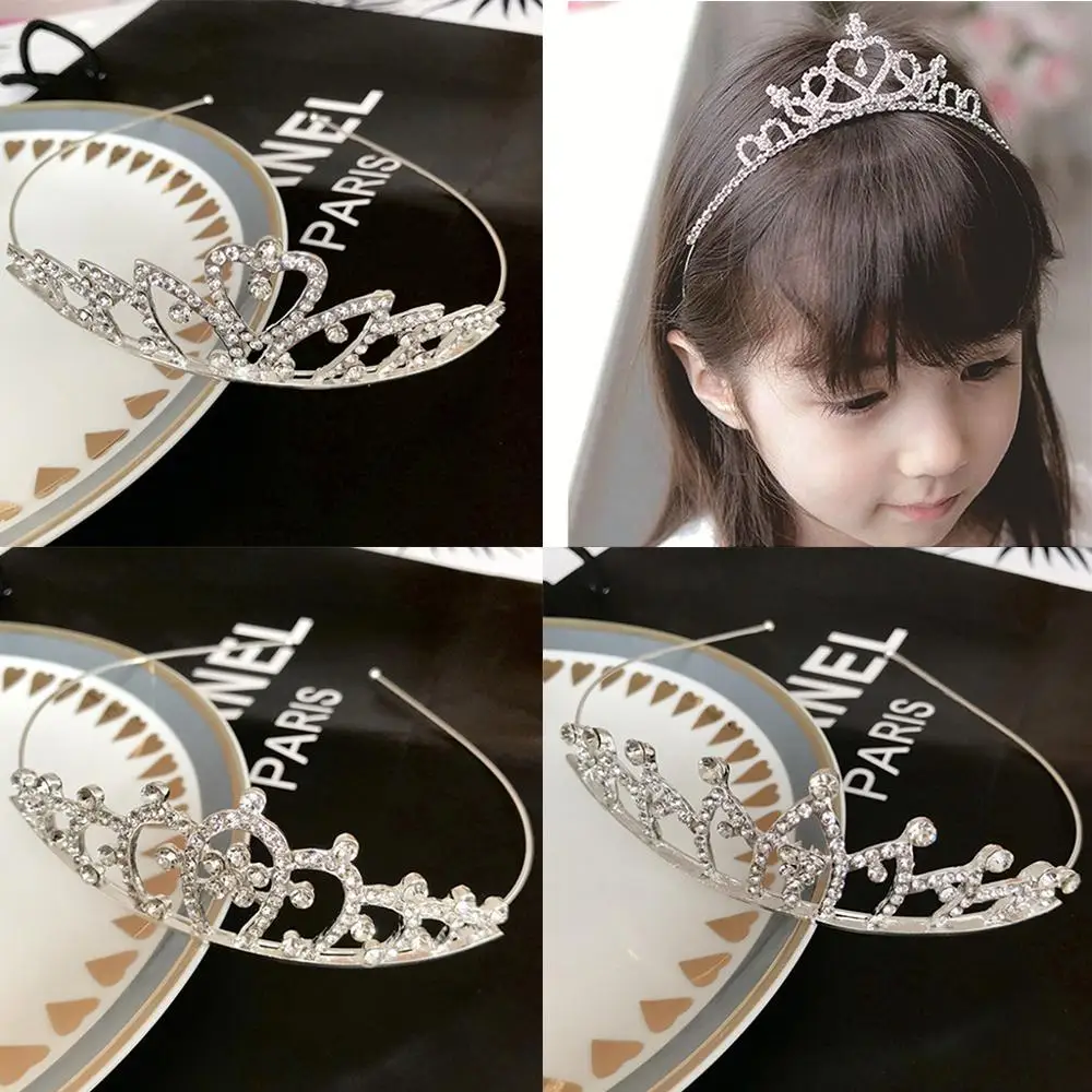 

Children Girl Thin Metal Alloy Headband Hollow Out Glitter Rhinestone Tiara Crown Princess Birthday Wedding Party Headpiece