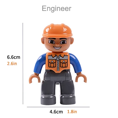Строительные блоки большого размера персонаж семейный рабочий полицейский фигурки совместим с Duplo кирпичи образовательные игрушки для детей - Цвет: worker