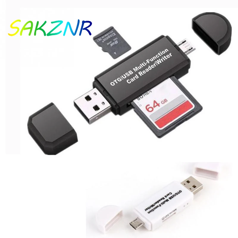 

Micro USB & USB 3 In 1 OTG Card Reader High-speed USB2.0 Universal OTG TF/SD for Android Computer Extension Headers