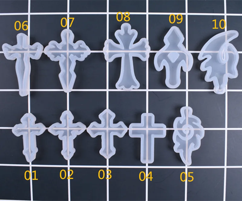 

10 style for choose Crystal Epoxy Cross Pendant resin Silicone Mould DIY Handmade Variety of Cross Star Model Jewelry Decoration