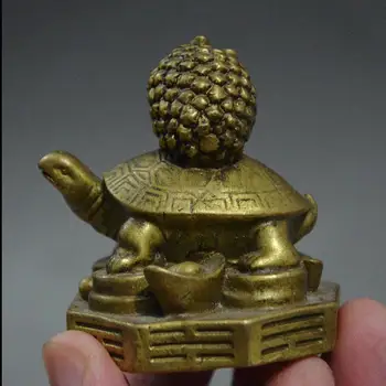 

zhmui8800626664+<<+Chinese FengShui Pure Brass Wealth Money Turtle tortoise Ananas Statue Figurine