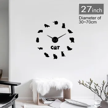 

Burmese Cat Breed DIY 3D Acrylic Wall Clock Animals Self Adhesive Clock Watch Kitten Pet Shop Fashion Wall Art Decor Quiet Sweep