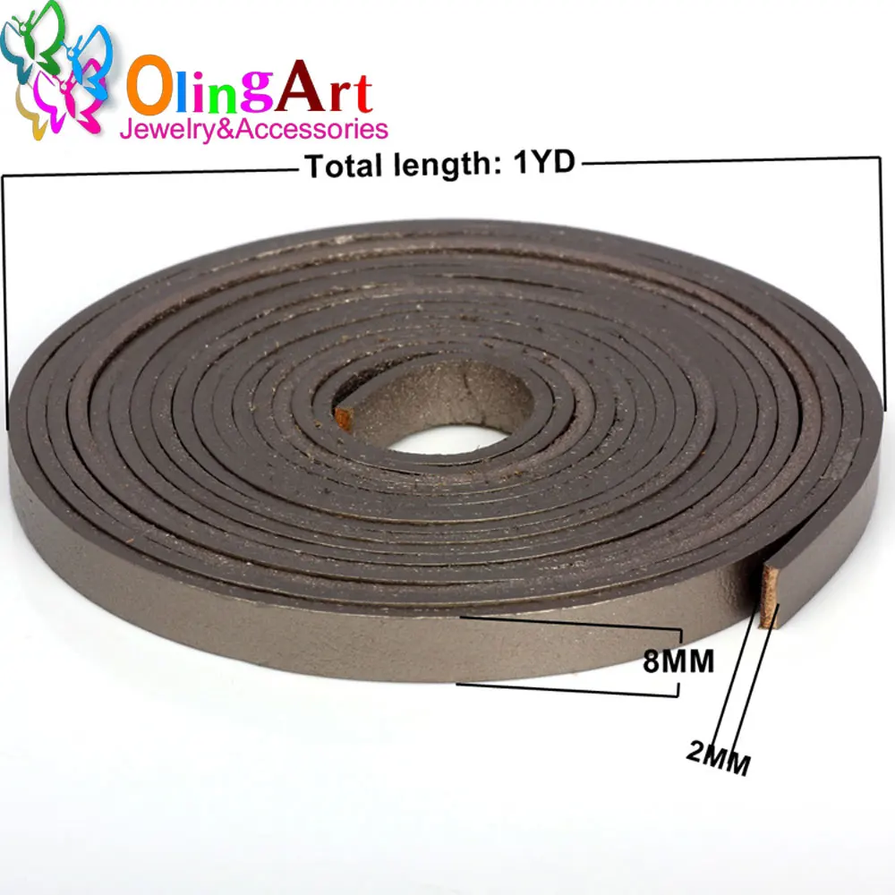 OlingArt 8*2 мм 1 ярд/Лот черный/коричневый/кожаный цвет плоский кожаный шнур/шнуры