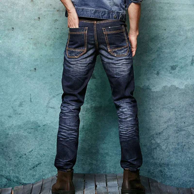 Retro Thick Thread Men Straight Jeans 2 