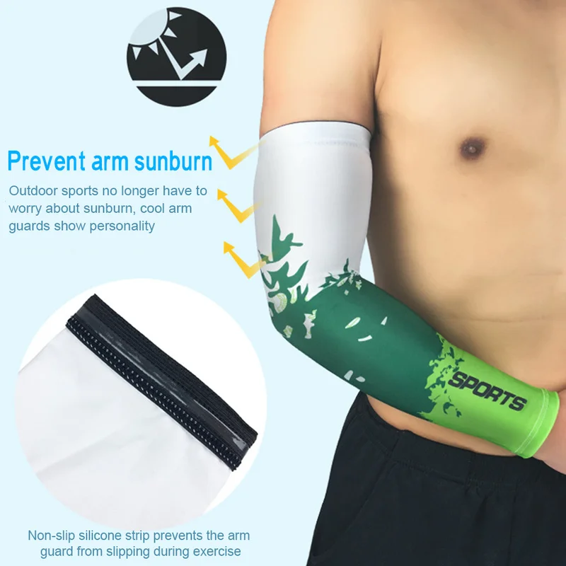 Ice Fabric Breathable UV Protection Running Arm Sleeves Fitness Basketball Elbow Pad Sport Cycling Outdoor Arm Warmers