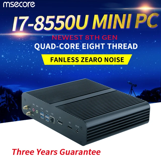 Cheap Fanless Intel Core i7 8550U Mini PC Windows 10 Desktop Computer