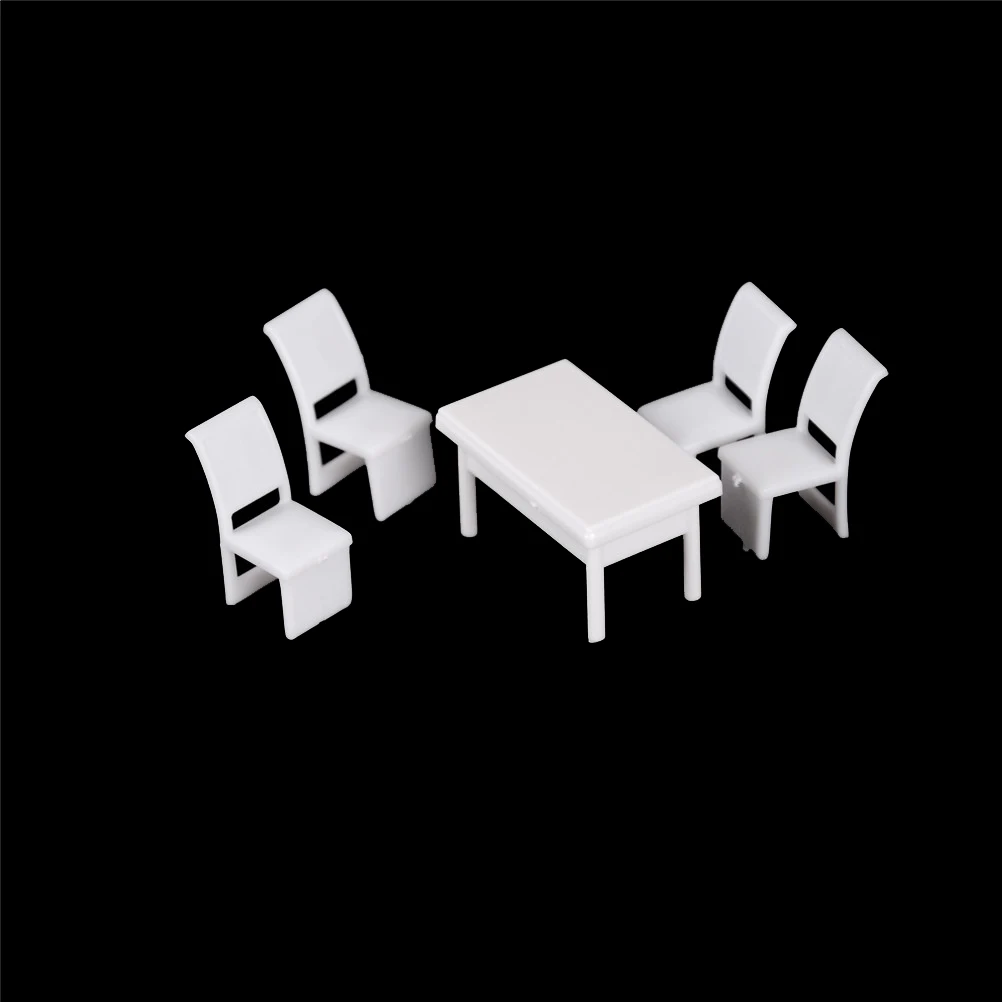 5 шт./компл.(1xTable+ 4 xChair) деревясный обеденый стул стол миниатюрная мебель набор для кукольного домика кухня мебель для еды игрушки