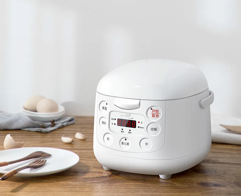 220v 400w White Rice cooker 2L 24hour Reservation Food grade Non stick