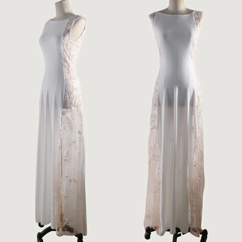 Белое Кружевное длинное платье Vestidos, женское платье макси, прозрачное свадебное вечернее платье, Элегантное летнее платье