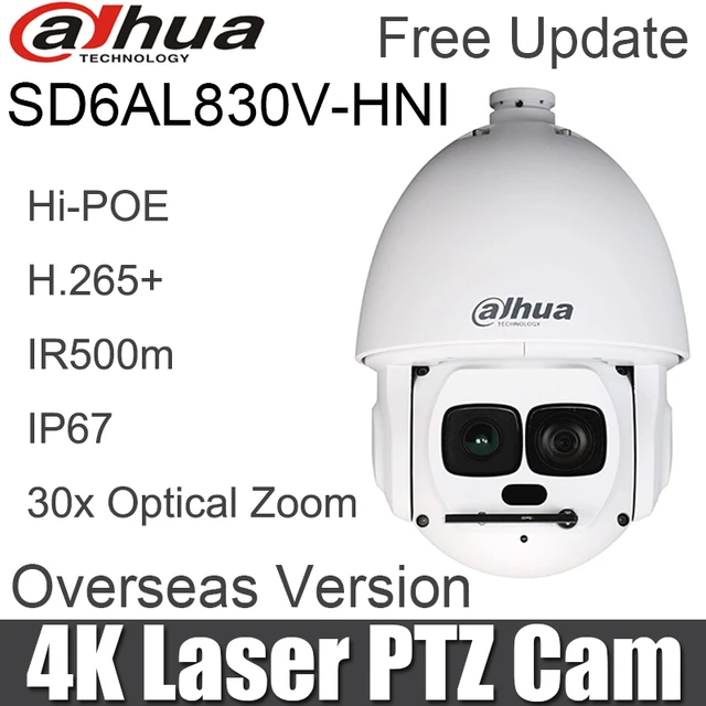 Free DHL,SD6AL830V-HNI 4K 30x Laser PTZ Network Camera Hi-POE IP67 H.265 8MP Max IR 500m DH-SD6AL830V-HNI Security IP Camera