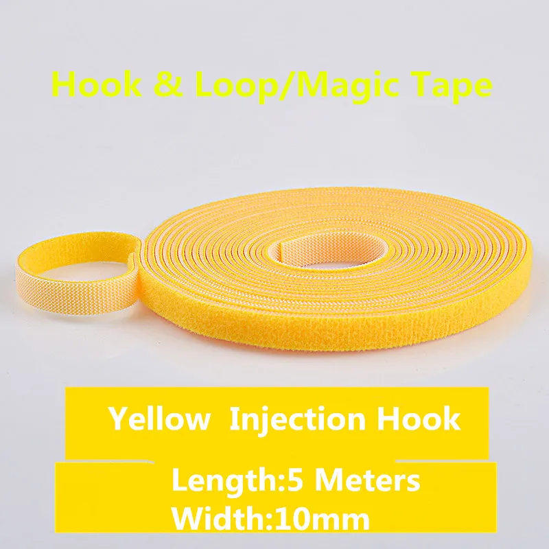 

1PCS MT001-8 Yellow Hook&loop Nylon Fastening Tape Magic Tape Strap Width 10 mm Cable Tie 5 Meters Injection Hook
