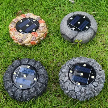 

LED Solar Panel Simulation Stone Lawn Light Waterproof Outdoor Garden Fence Street Lamp Stair Wall decor Solar Lamp Lighting