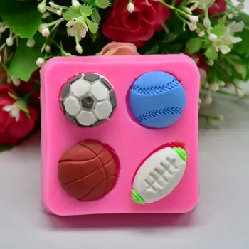 

100pcs Football Basketball Tennis Silicone Mold Fondant Sugar Process Mold DIY Ball Cake Decoration ZA6677