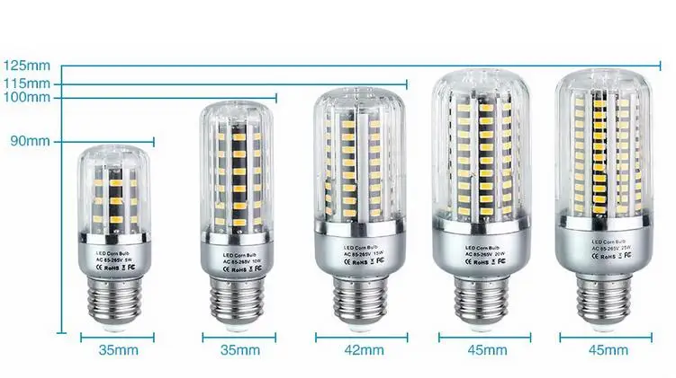 SMD 5736 Светодиодный лампочки 5 Вт 10 Вт 15 Вт 20 Вт 25 Вт E27 E14 E12 светодиодный светильник 85-265 В светодиодный Диод лампы без мерцания Bombillas