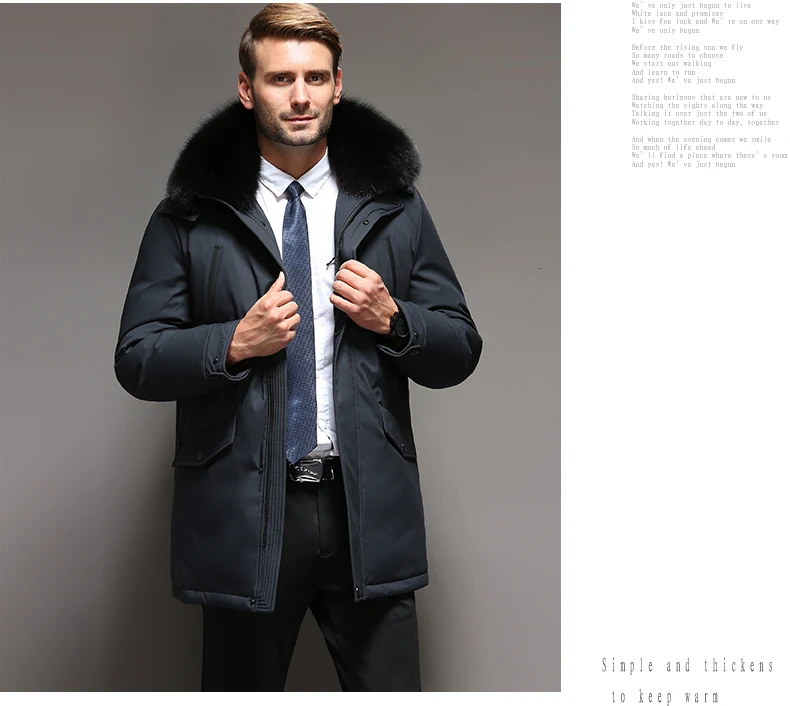 VSD Fashion Winter Jackets Men's Warm Down Coat Parka Thickening Rabbit hair Liner Detachable Turtleneck Windproof Concise VS887 (6)