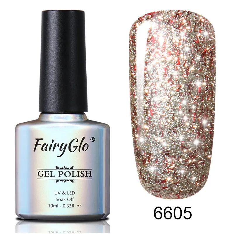 Блестящий Гель-лак для ногтей FairyGlo, штамповка, лак для ногтей, 10 мл, звездная позолота, Vernis a Ongle, лак для ногтей Nagellak Lucky, Гель-лак - Цвет: 6605