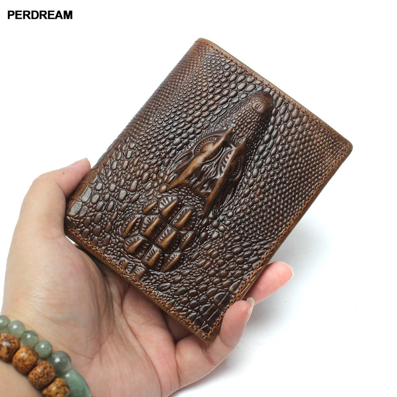 

Fashionable men's wallets retro oil wax alligator lines short 80% discount wallets simple