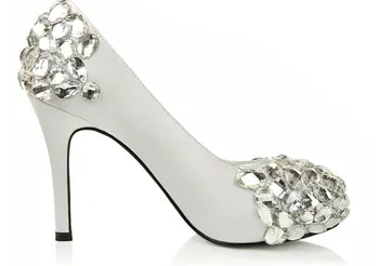 

2018 Popular High Heels Satin wedding shoes platform high heel pumps Custom-Made Fashion Dress Shoes Crystal beads wedding shoe