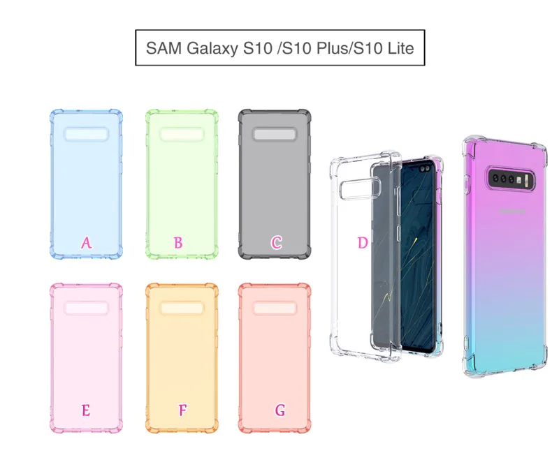 Супер Противоударный Мягкий ТПУ чехол для Iphone XR XS MAX X 8 7 6 Galaxy S10e S10 Note 10 Pro 9 8 S9 Hybrid четыре красочные 200 шт