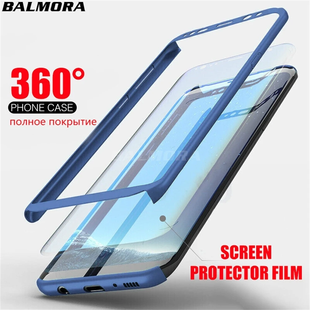 

BALMORA 360 Cover Phone Case For Samsung Galaxy S7 S6 S7edge S9 S8 Plus Full Protective Cases For Samsung Note 8 Capa With Film