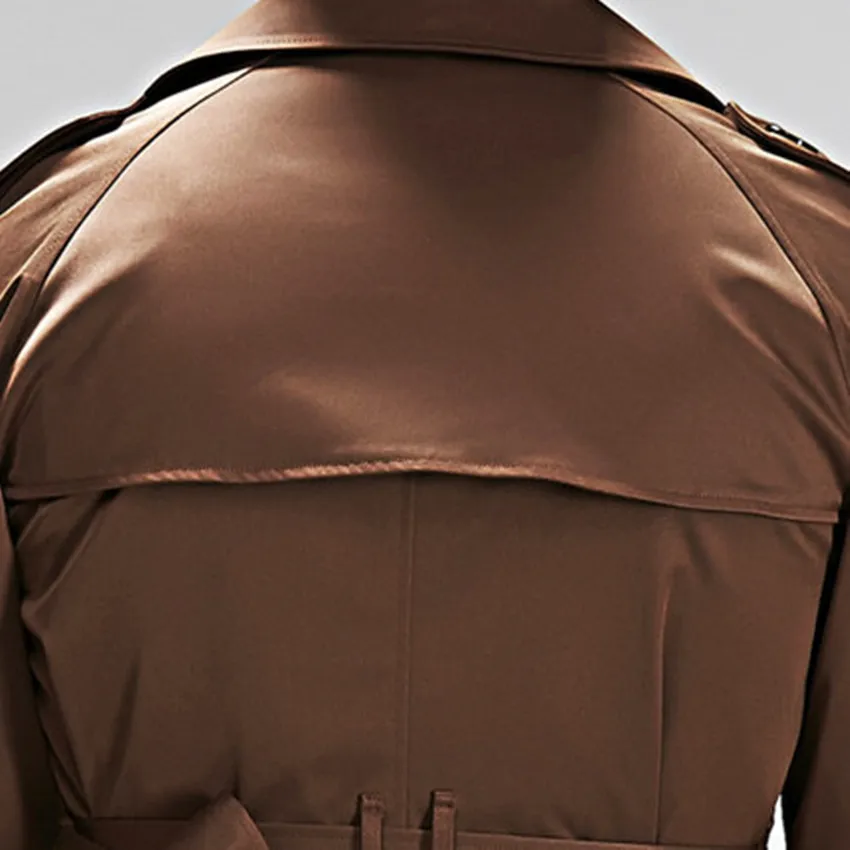 Men's Double Breasted Trench, with Tiebelt, Monochromatic, Spring, Autumn, Long Paragraph