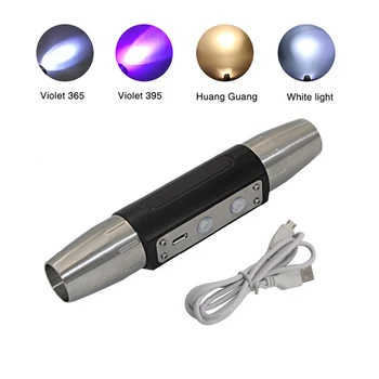 

4 LED UV Flashlight Torch Light 395nm Ultra Violet Light Blacklight UV Lamp Torch built in battery For Jade jewelry amber