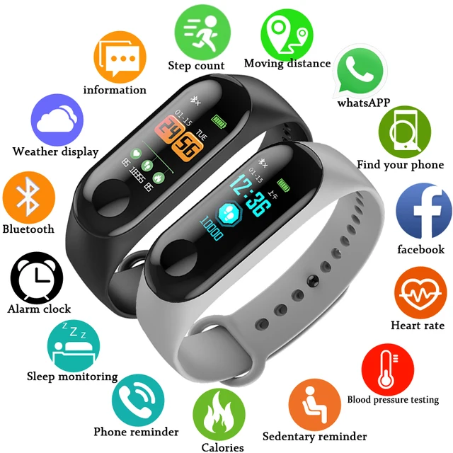 BANGWEI Smart Band 0.96″ Color Screen Smart Bracelet dynamic Real-time Heart Rate Monitor Sport waterproof watch&Stopwatch+Box