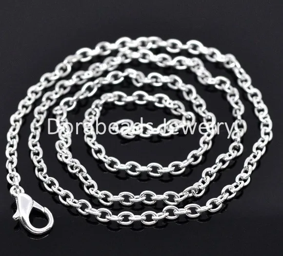 Doreen Box hot-  12 Silver color Lobster Clasp Cable Link Chain Necklaces 18",Links:3.5x2.5mm (B12717)