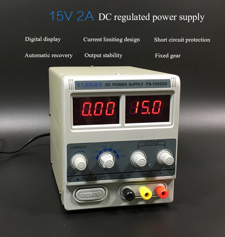 1502DD Регулируемый источник питания постоянного тока 0-15V 2A Регулируемое напряжение мобильный телефон ремонт, блок питания инструмента