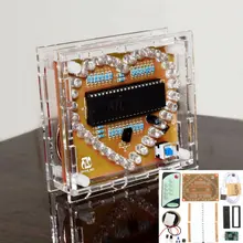 DC 5 В DIY Красочные MP3 музыка в форме сердца RGB светодиодной вспышкой комплект с пультом дистанционного управления и акриловый чехол