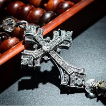 Авто украшение автомобиля кулон подвесной Автомобиль Стайлинг Алмазный крест Иисуса христианский металл и хрусталь зеркало с украшениями заднего вида