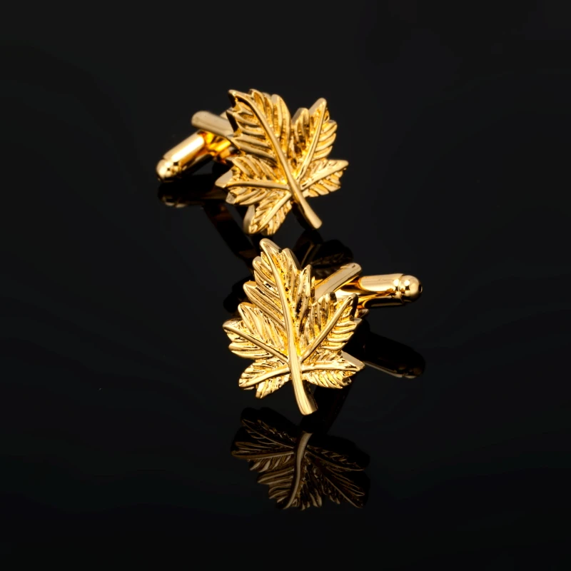 

High quality men's shirts Cufflinks gold leaf Cufflinks 3 double sale free shipping