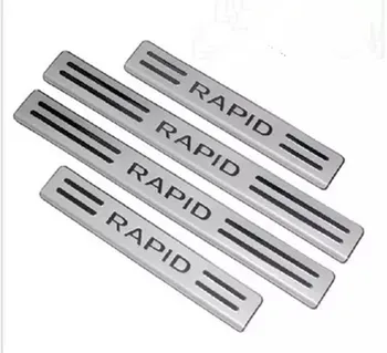 

stainless steel Scuff Plate/Door Sill Protector Sticker Car Styling For Skoda Rapid 2013 -2018 car-styling