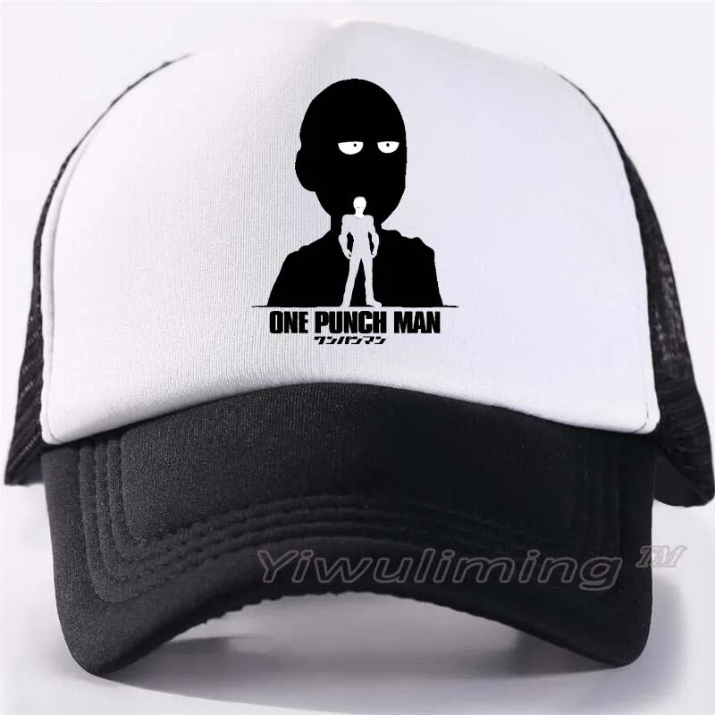 

New Summer Trucker Caps one punch man Cool Summer Black Adult Cool Baseball Mesh Net Trucker Caps Hat for Men Adjustable