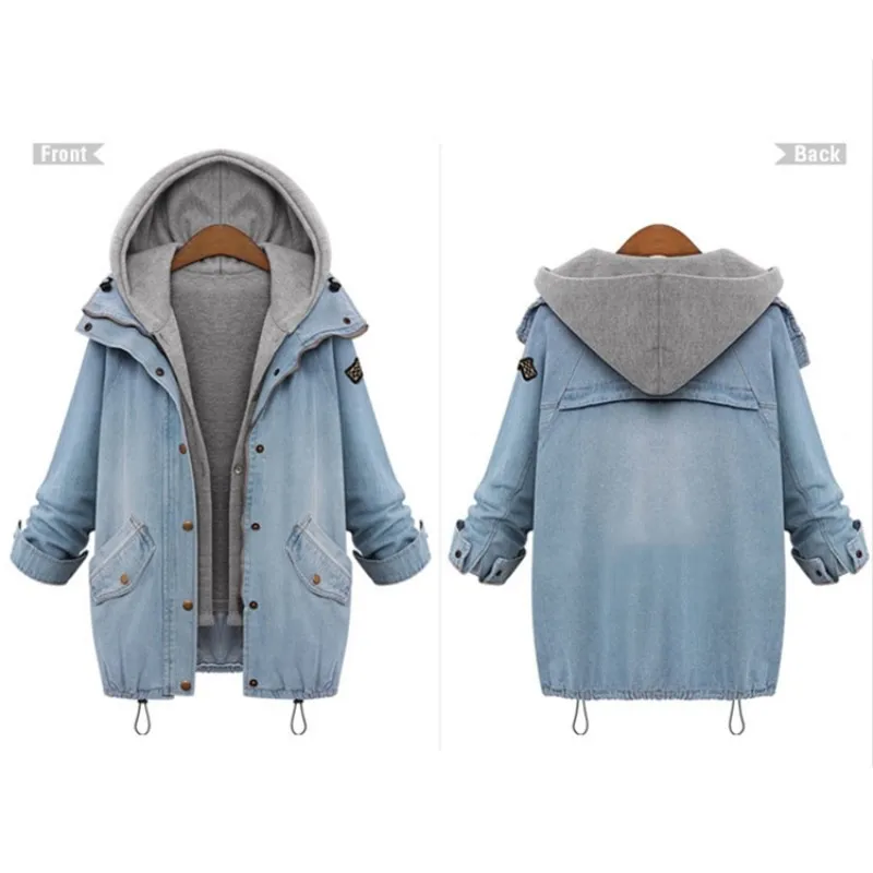 

Fashion Women Warm Collar Hooded Long Coat Female Jacket Denim Trench Parka Outwear New Sale