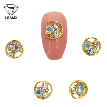 

LEAMX 10pcs 3D Round Metal Rhinestone Nail Art Jewelry Glass Nails Decorations 7mm Gems DIY Manicure Diamond Charms L502