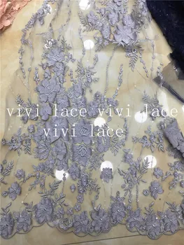 

5yards/bag xx003 grey blue color laser 3d net tulle mesh good nice french lace for bridal gown dress/wedding/sawing