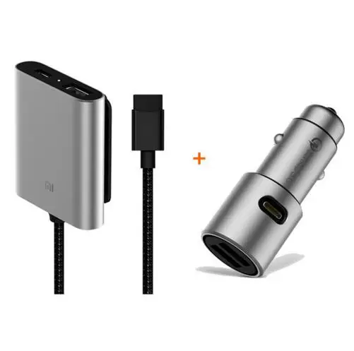 Original Xiaomi Car Charger QC3.0 Fast Version Extended Accessory parts quaick charge USB-A USB-C Dual Port Output Smart Car - Тип штекера: Charger add Extended