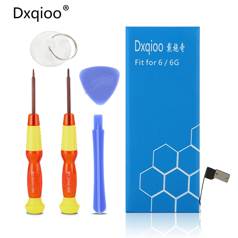 Dxqioo Brand 6 6G mobile phone battery Fit for iphone 1810mAh Battery+Battery removal tool kit | Мобильные телефоны и