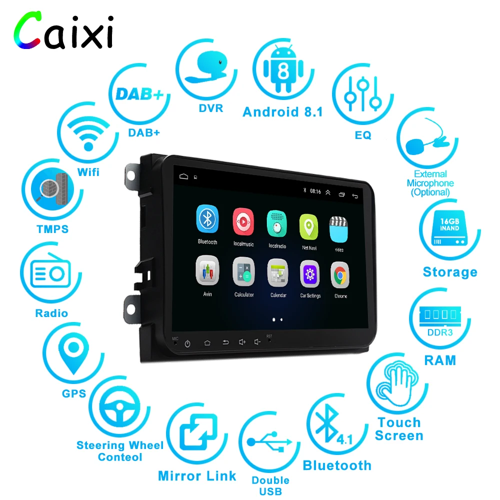 Najtaniej CAIXI 9 radio samochodowe nawigacja GPS android 8.1 odtwarzacz multitime dla VW Volkswagen SKODA GOLF5 Golf6 POLO PASSAT B5 B6 JETTA TIGUAN