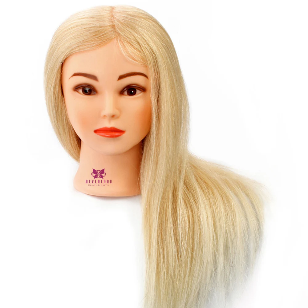 20" 50cm Human Hair Brown eye Professional Training Head Hairdressing