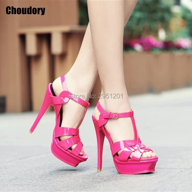 Summer Patent Leather Women 14 CM High Heels Platform Sandals Shoes for Women Multi Colors women high heels platform high heels sandals platform sandals