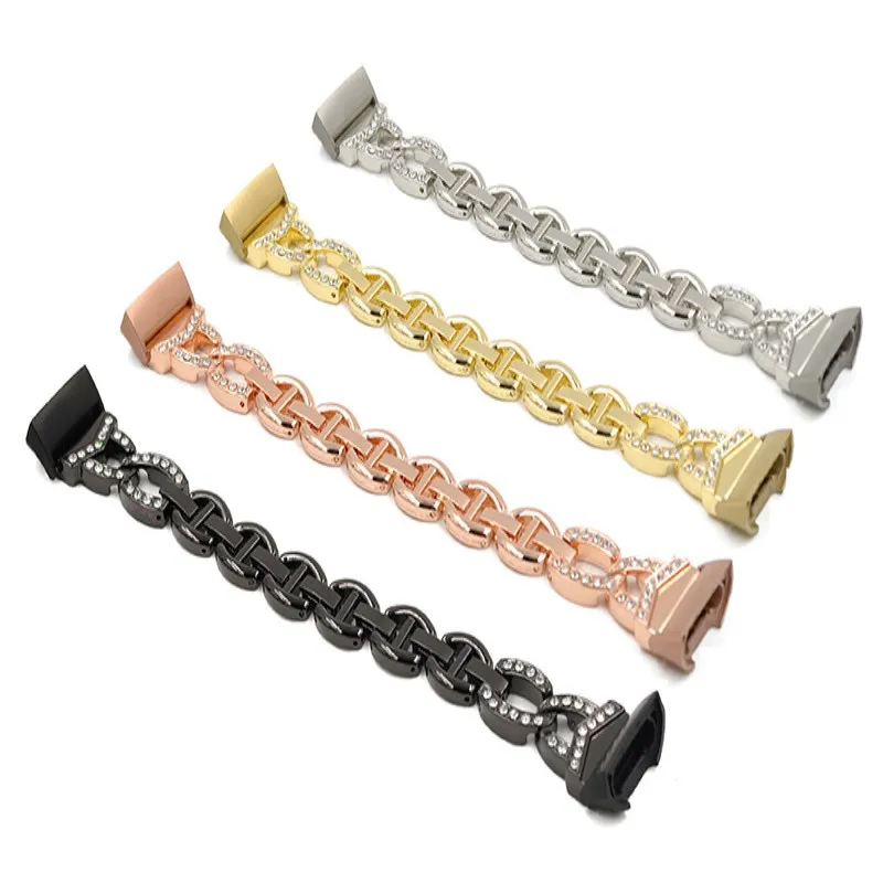 

Fashion Replace Band For Ftbit Charge 3 Gold Diamond Stainless Steel Bracelet Strap Wrist Watch Bands For Fitbit Charge3 Watchb