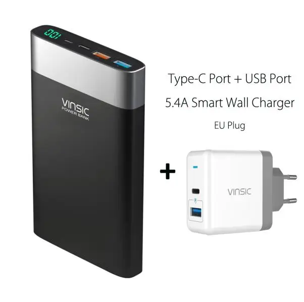 Vinsic 20000 мАч Внешний аккумулятор Quick Charge 3,0 Двусторонняя Быстрая зарядка type-C Dual USB зарядное устройство для iPhone X 8 8 Plus Xiaomi - Цвет: CW211